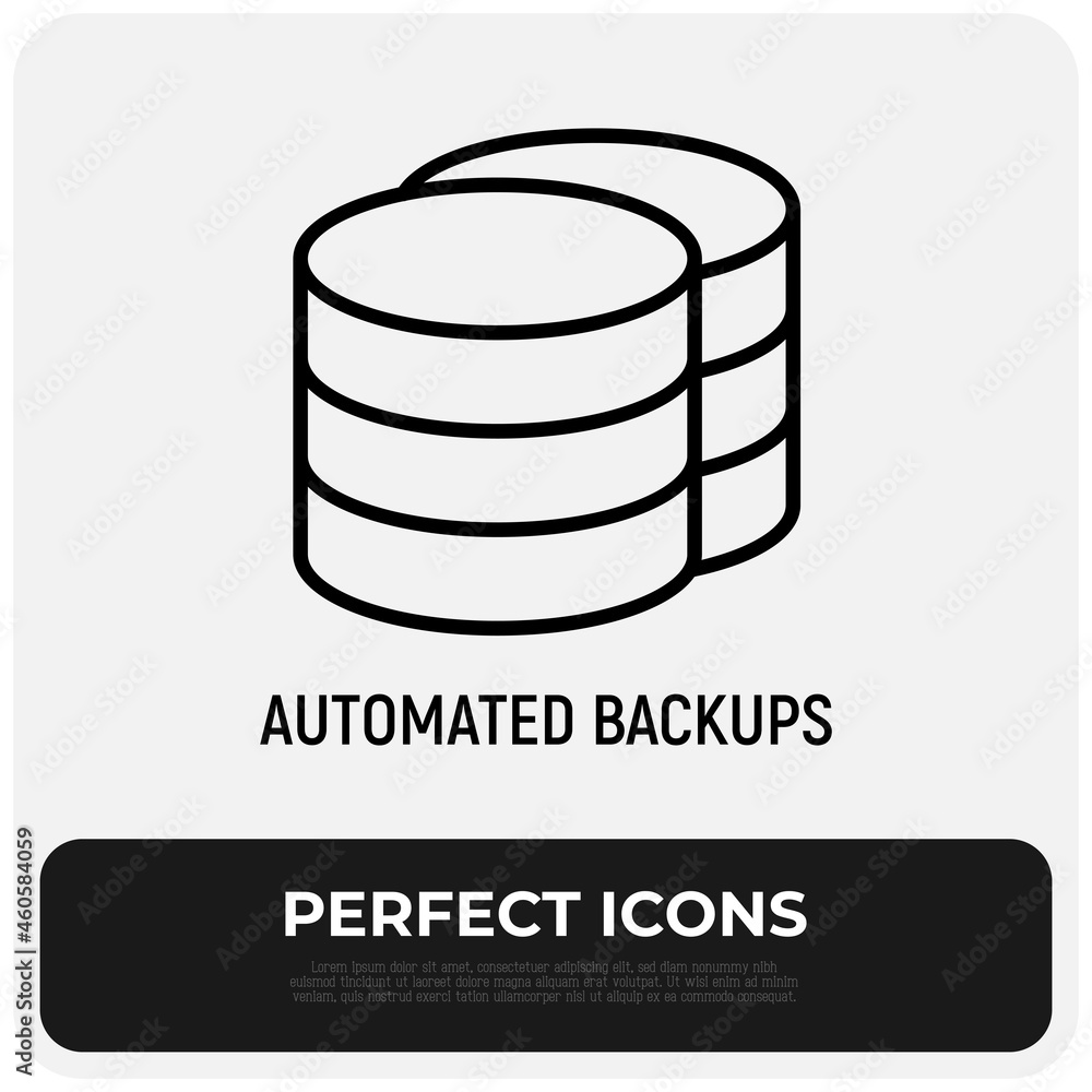 Poster automated backups thin line icon. modern vector illustration.