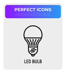 Led bulb thin line icon. Modern vector illustration of diode lamp.