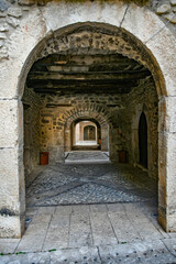 Fototapeta na wymiar A narrow street of San Lorenzello, a medieval town of Benevento province, Italy.
