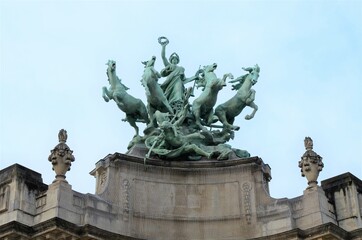 Fototapeta na wymiar Detail of the facade of Grand Palais des Champs-Elysees, Paris