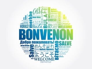 Bonvenon (Welcome in Esperanto) word cloud in different languages