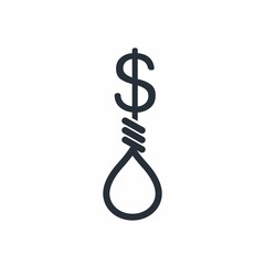 Financial trap, noose. Dangerous investment, credit. Vector linear icon isolated on white background.