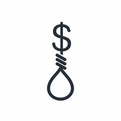Obraz premium Financial trap, noose. Dangerous investment, credit. Vector linear icon isolated on white background.
