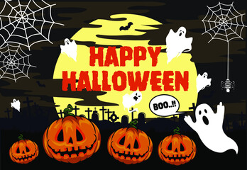 Helloween day vector background illustration for banner, background, wallpaper, poster, flyer, template social media. Eps 10