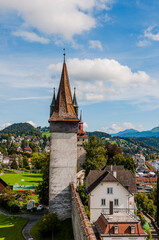 Luzern, Luegislandturm, Wachtturm, Museggtürme, Museggmauer, Stadtbefestigung, Türme, Wehrgang,...