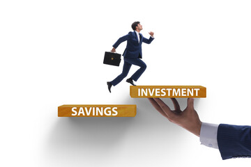 Concept of savings and investment with businessman