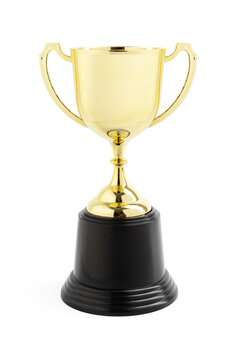 gold trophy cup on white