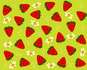 seamless strawberry pattern with flowers
