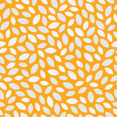 Yellow seamless pattern with grey and whiteleaves