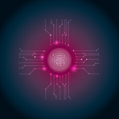 Bitcoin Digitale W&auml;hrung-Symbol auf Platine