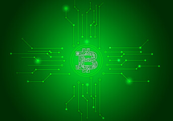 Bitcoin Digitale Währung-Symbol auf Platine