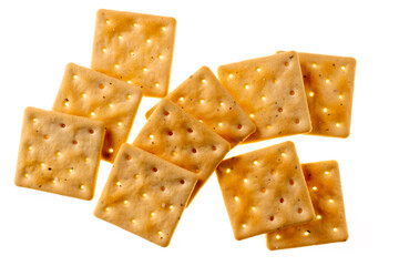 stack of square crackers in backlight isolated on white background