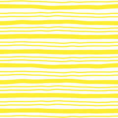 White seamless pattern with lemon yellow hand-drawn lines.