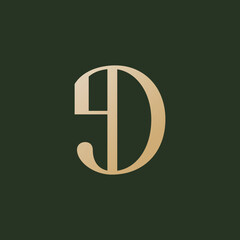 Letter D Logo Identity. Initials 9d Simple and Luxury Logo for Brand Identity