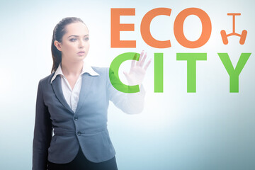 Ecocity ecology concept with businesswoman