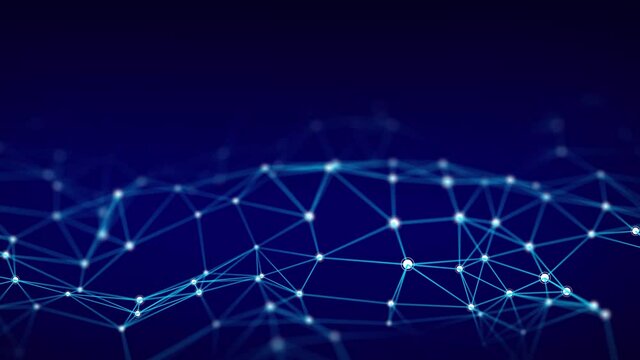 Digital dynamic wave of particles. Abstract futuristic dots background. Big data visualization. 3D rendering.