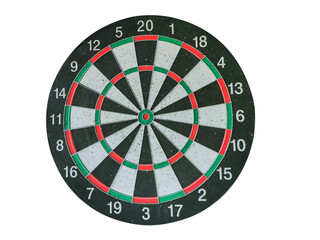 Old target dartboard isolate on white background.
