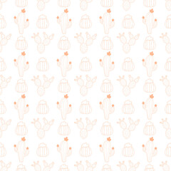 White seamless patterns with pink pastel cactus.