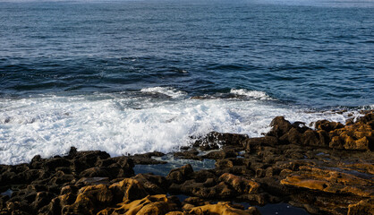 The coast of the ocean in Portugal.