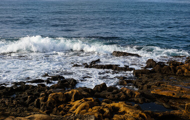 The coast of the ocean in Portugal.