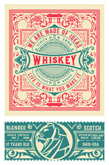 Whiskey label with old frames