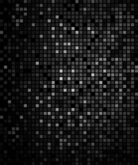 Pixel textured mosaic, dark black background, vector illustration 10eps.
