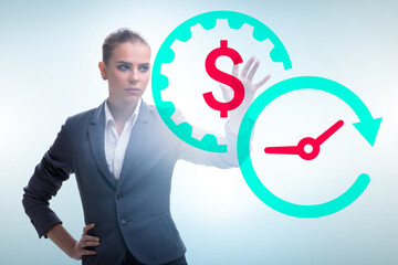 Businesswoman in time is money concept