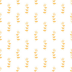 White seamless pattern with yellow flower.