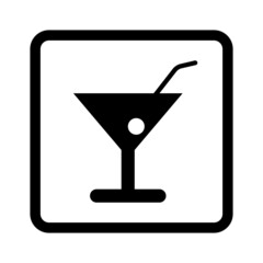 Bar sign. Vector illustration of alcoholic drink like Martini. Glass of cocktail. Party in the club. Flat design for graphic, logo, website, social media. Drink with straw icon.