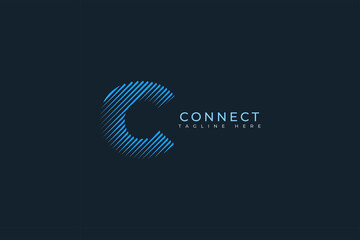  Letter C creative and simple line art technological modern business logo