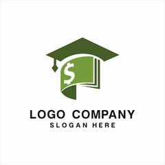 Scholarship logo concept design, student education hat with money logo design template. Student Support with Money. Charity and Donation Concept Icon
