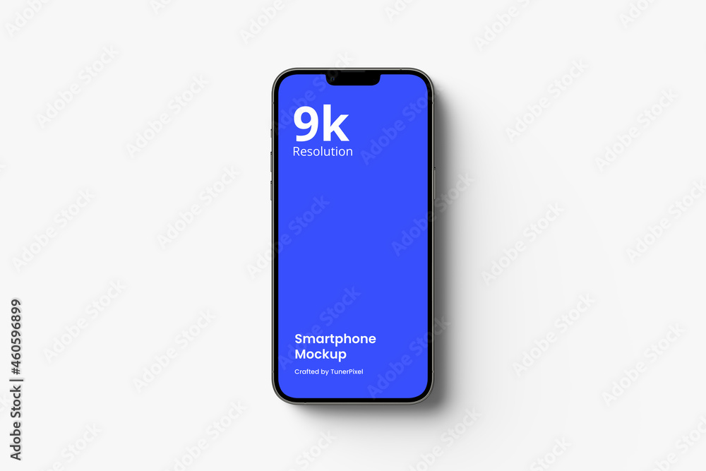 Wall mural smartphone mockup | fully editable file, replaceable screen, separated shadow and background | 9k re