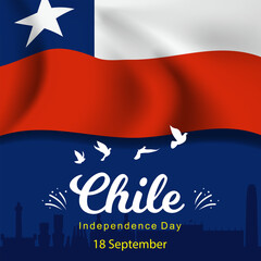  Happy Independence day, Chile landmarks silhouette. Vector