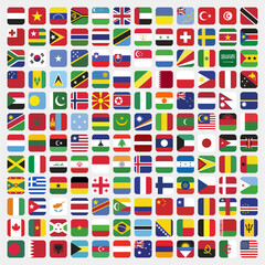 Set square country flags in the world