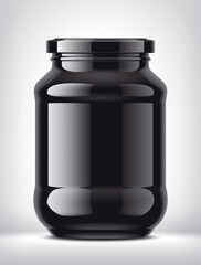 Black Non-transparent Glass Jar on Background. 