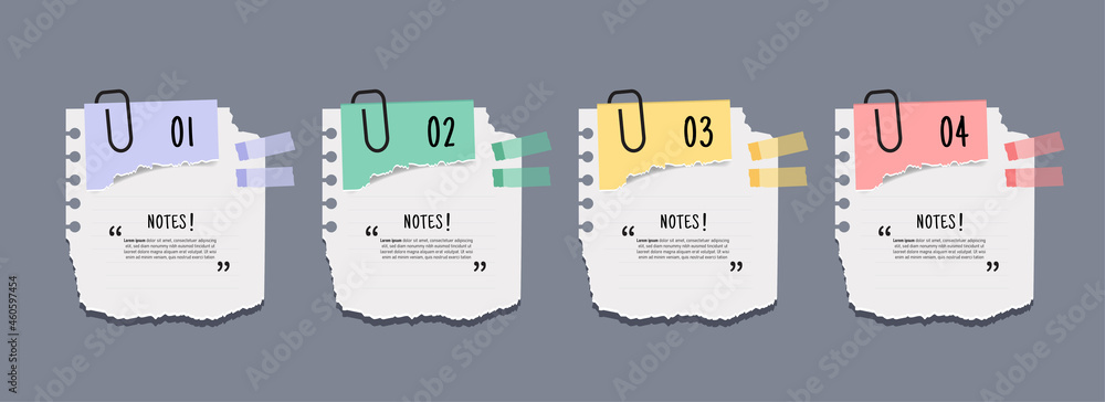 Poster text box design with note papers.
