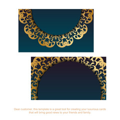 Gradient blue business card with Greek gold ornaments for your business.