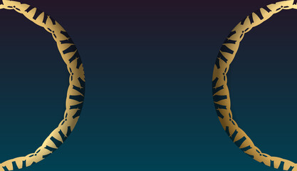 Naklejka premium Blue gradient banner with vintage gold ornament for design under your logo