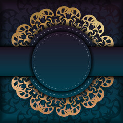 Flyer template with gradient blue color with Indian gold ornaments for your congratulations.