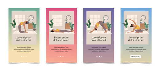 Set of Yoga design templates for social media stories