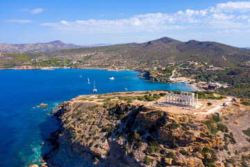 The ancient Temple of Poseidon at Sounion, Attica, Greece