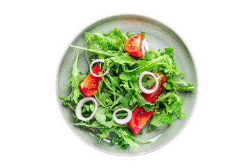 arugula and tomato salad vegetable in a plate fresh meal snack on the table copy space food background rustic veggie vegan or vegetarian food