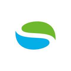 abstract leaf water letter S logo icon