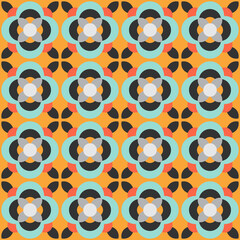 Ceramic tile abstract pattern. Geometric simple motif. Mexican talavera, portuguese azulejo or spanish majolica.