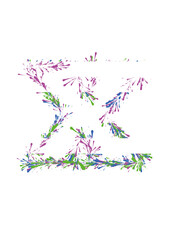 Letter X Outline with Red Green and Blue Splashes 