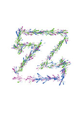 Letter Z Outline with Red Green and Blue Splashes 
