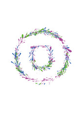 Number 0 Outline with Red Green and Blue Splashes 