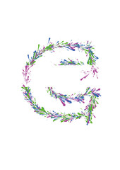 Letter C Outline with Red Green and Blue Splashes 