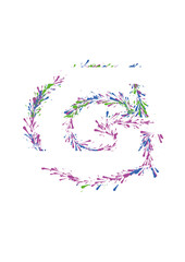 Letter G Outline with Red Green and Blue Splashes 