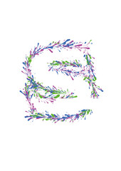 Letter S Outline with Red Green and Blue Splashes 